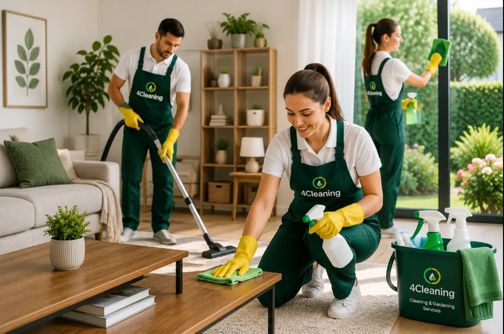 4Cleaning team members at work