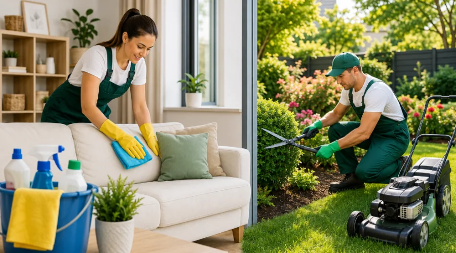 4Cleaning and 4Gardening team cleaning a home and caring for the garden